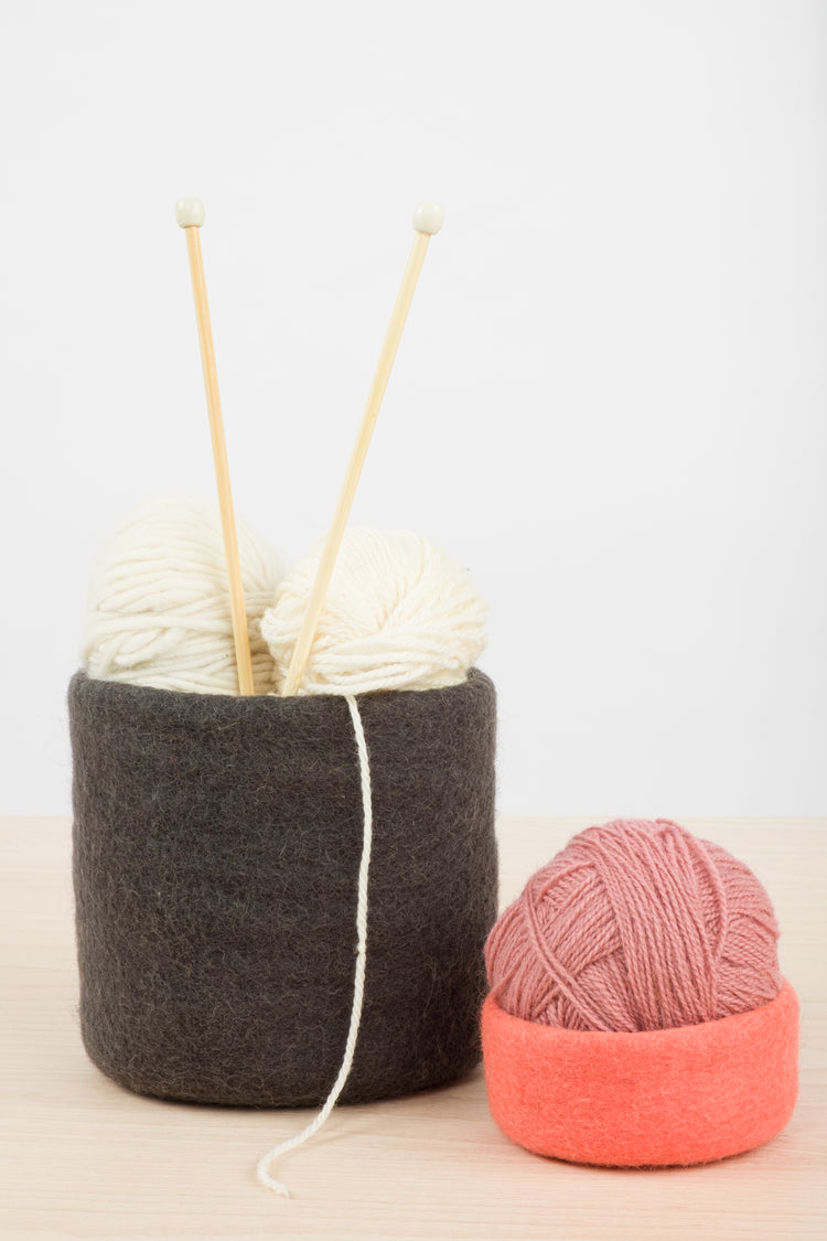 Red felt basket