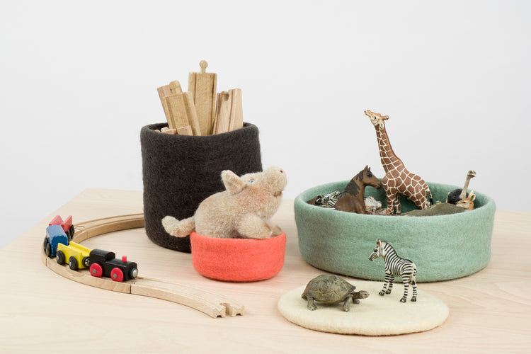 Red felt basket